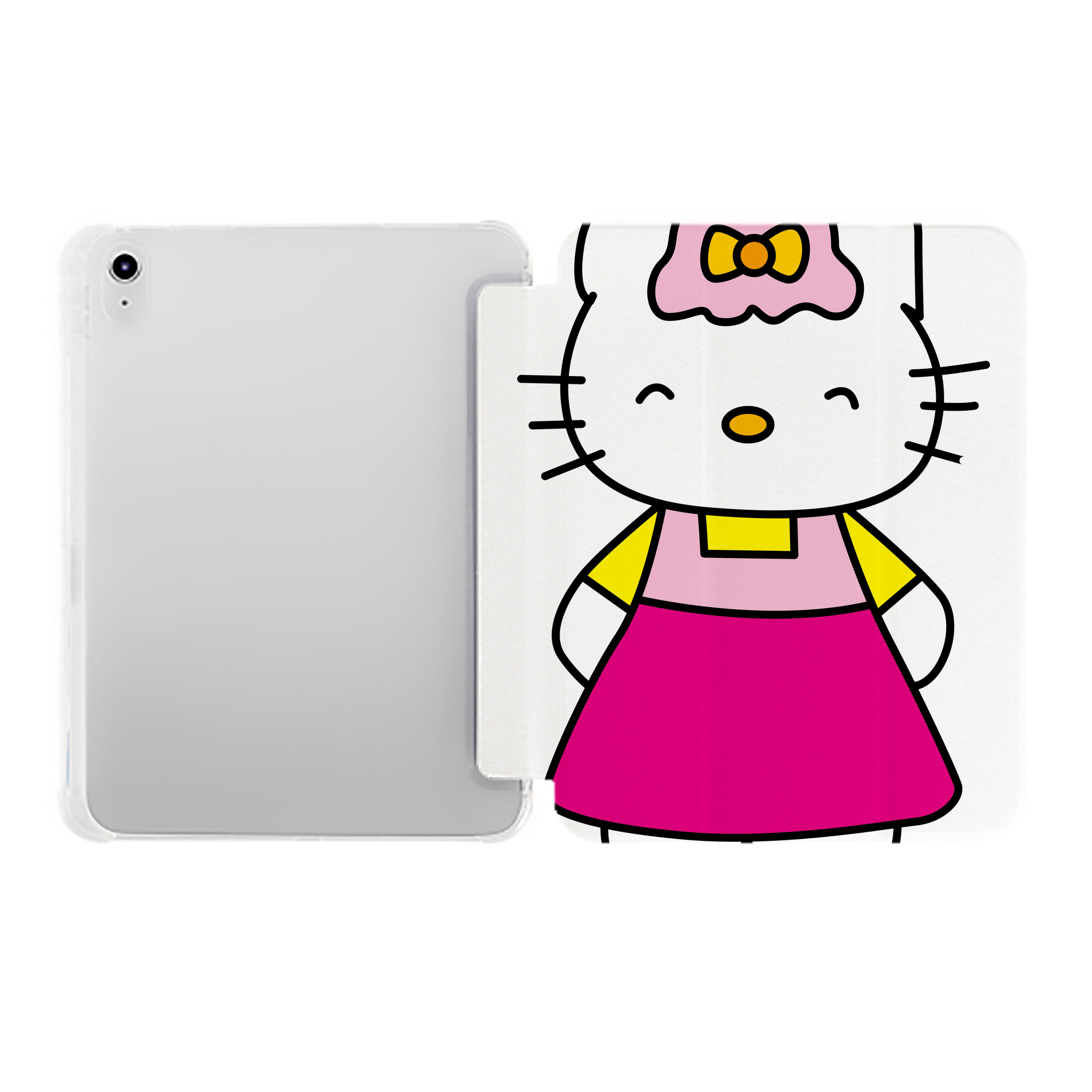 （画像用） Hello Kitty ハローキティ IPad ケース ペン収納付き 三つ折りスタンド PUレザー×シリコン 対応機種9.5/10.5/10.9インチ